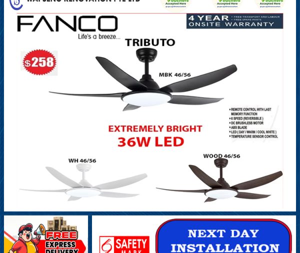 FANCO TRIBUTO DC Motor Ceiling Fan /36W Super Bright Tri colour LED