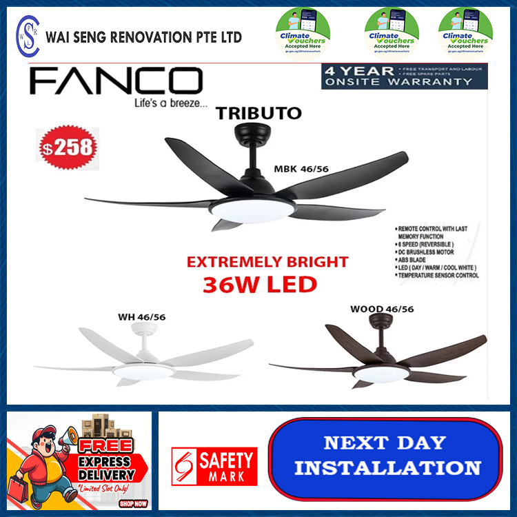 FANCO TRIBUTO DC Motor Ceiling Fan /36W Super Bright Tri colour LED