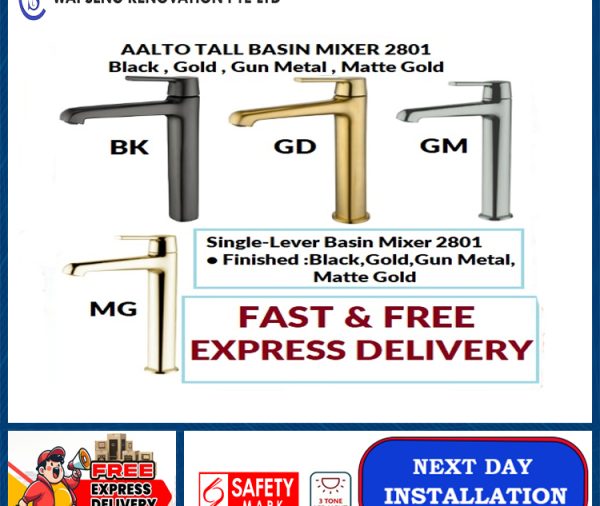 AALTO TALL BASIN MIXER 2801 ( BLACK , GOLD , GUN METAL , MATTE GOLD ) / FREE EXPRESS DELIVERY
