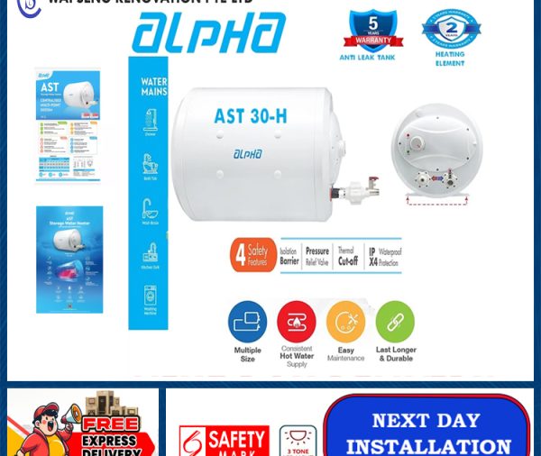 ALPHA AST-30-H Storage Water Heater 30 Litre |Local Singapore Warranty | Express Free Home Delivery