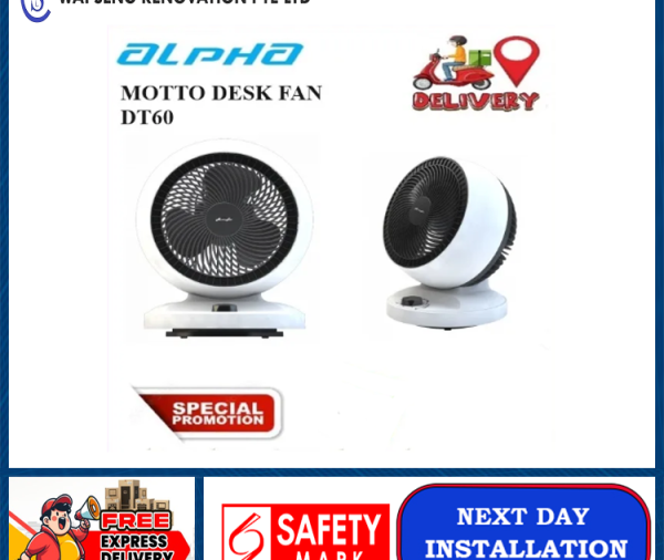 ALPHA Motto - DT60 Desk Fan 7 Inch with 3 Blades (3 Speed Setting)/ Local Singapore Warranty