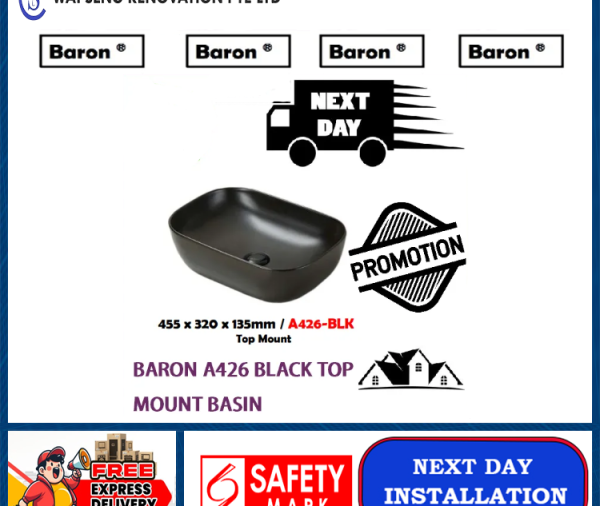 Baron Basin A426-BLK Top Mount Basin / FREE EXPRESS DELIVERY
