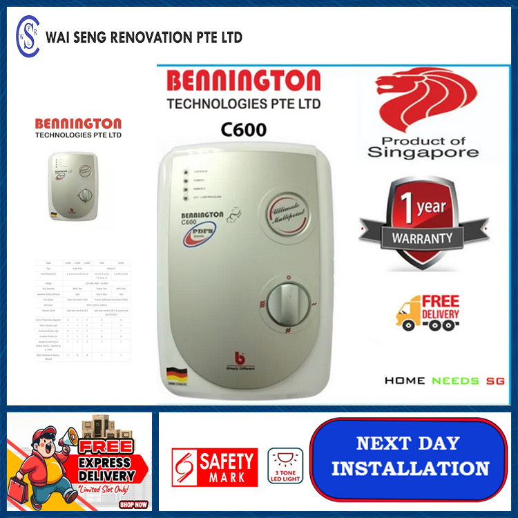 Bennington C600 Multipoint Water Heater German Technology Singapore Product Free Delivery