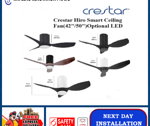 [CLIMATE VOUCHER ] Crestar Hiro Smart Ceiling Fan(42"/50")Optional LED|FREE EXPRESS DELIVERY