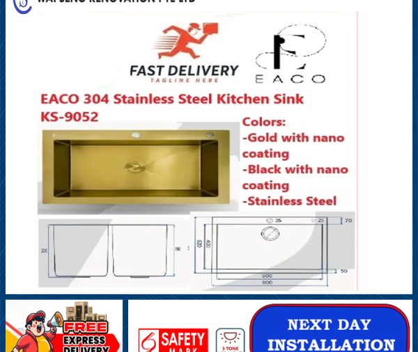EACO 304 Stainless Steel Kitchen Sink KS-9052 | Express Free Home Delivery