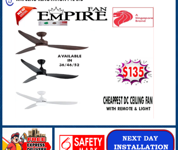 [NEW LAUNCH] EMPIRE RACER 36/46/52 DC Ceiling Fan with 3 Tone LED Light with Remote