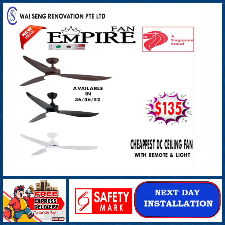[NEW LAUNCH] EMPIRE RACER 36/46/52 DC Ceiling Fan with 3 Tone LED Light with Remote