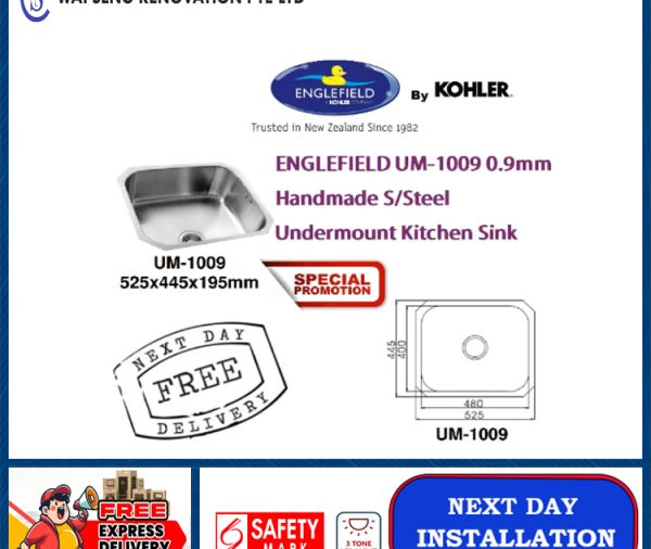 ENGLEFIELD UM-1009 0.9mm Handmade S/Steel Undermount Kitchen Sink / FREE EXPRESS DELIVERY