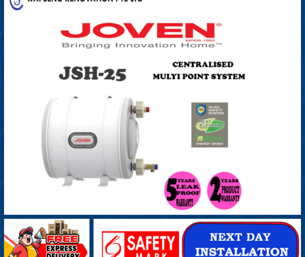 JOVEN JSH-25 HE Horizontal Storage Water Heater | Centralised Multi Point System | Local Singapore Warranty | Express Free Home Delivery