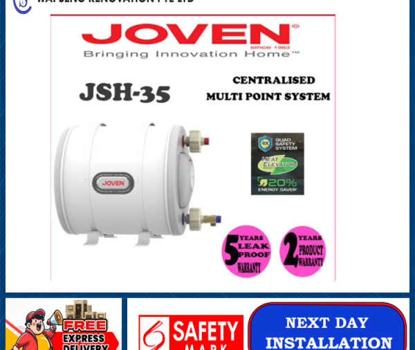 JOVEN JSH-35 Horizontal Storage Water Heater | Centralised Multi point System | Local Singapore Warranty | Express Free Home Delivery