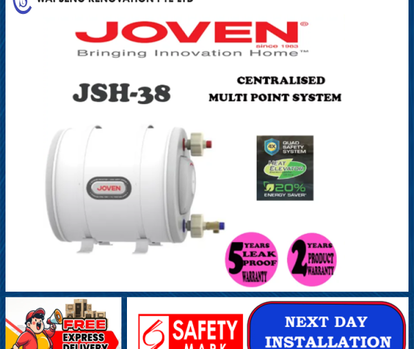 JOVEN JSH-38 Horizontal Storage Water Heater | Centralised Multi Point System | Local Singapore Warranty | Express Free Home Delivery