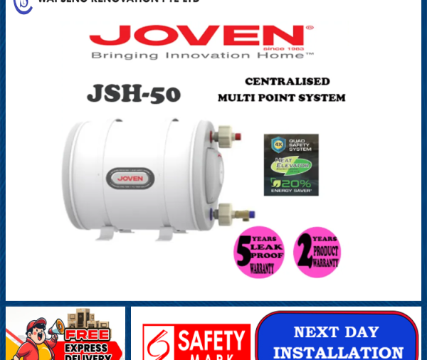 Joven JSH-50 Horizontal Storage Water Heater | Centralised Multi Point System | Local Singapore Warranty | Express Free Home Delivery