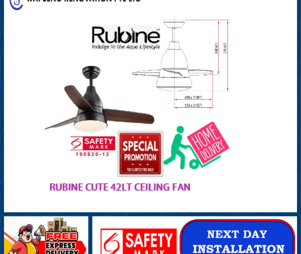 RUBINE CUTE 42LT CEILING FAN / FREE EXPRESS DELIVERY