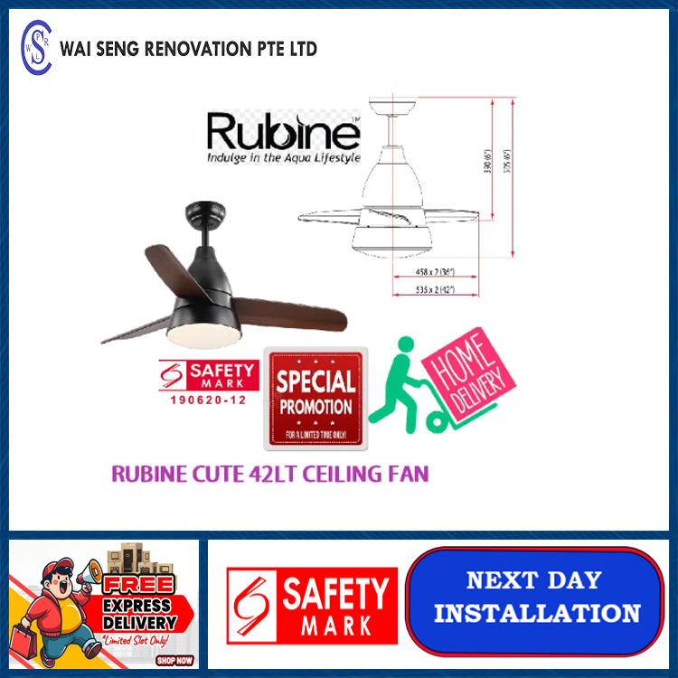 RUBINE CUTE 42LT CEILING FAN / FREE EXPRESS DELIVERY