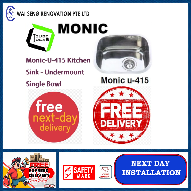 Monic U-415 Kitchen Sink - Undermount Single Bowl / FREE EXPRESS DELIVERY