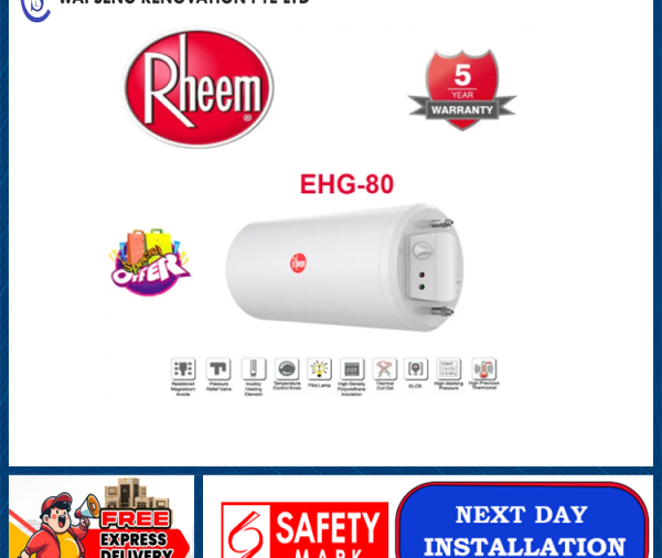 RHEEM EHG-80 Storage Water Heater 80 Litres | Singapore warranty | Express Free Delivery