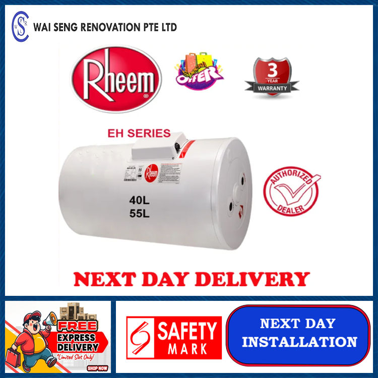 RHEEM Water Heater EH 40M / EH 55M STORAGE HEATER |Local Singapore Warranty | Express Free Home Delivery