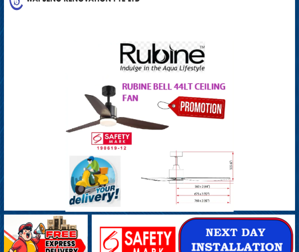 RUBINE BELL 44LT CEILING FAN / FREE EXPRESS DELIVERY
