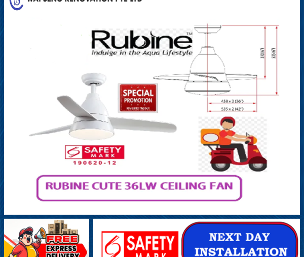 RUBINE CUTE 36LW CEILING FAN / FREE EXPRESS DELIVERY