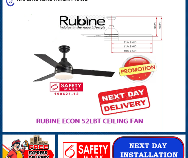 RUBINE ECON 52LBT CEILING FAN / FREE EXPRESS DELIVERY
