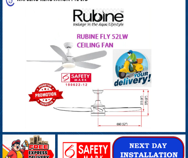 RUBINE FLY 52LW CEILING FAN / FREE EXPRESS DELIVERY