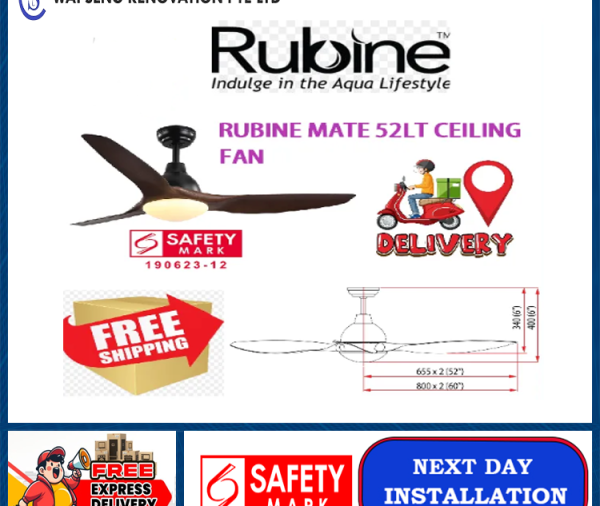 RUBINE MATE 52LT CEILING FAN / FREE EXPRESS DELIVERY