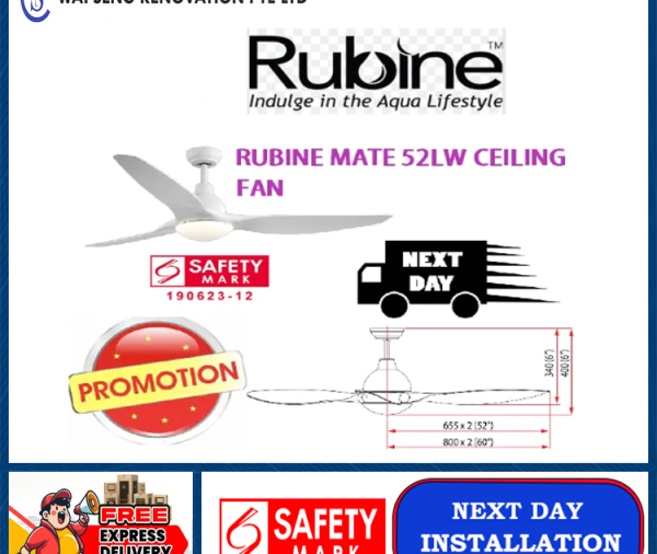 RUBINE MATE 52LW CEILING FAN / FREE EXPRESS DELIVERY