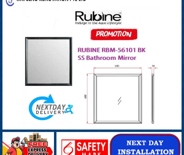 RUBINE RBM-56101 BK SS Bathroom Mirror / FREE EXPRESS DELIVERY