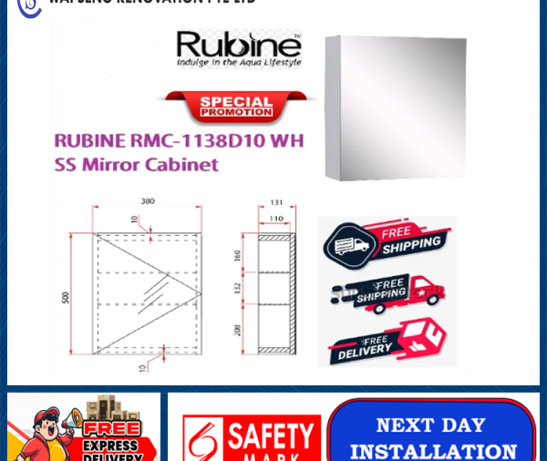 RUBINE RMC-1138D10 WH SS Mirror Cabinet / FREE EXPRESS DELIVERY