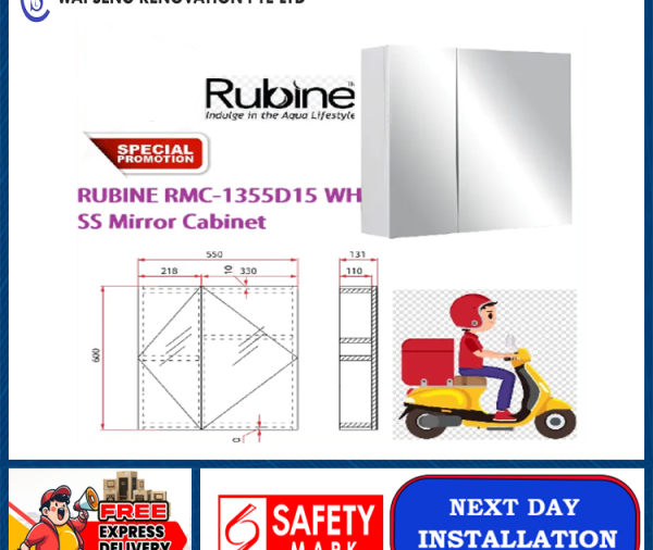 RUBINE RMC-1355D15 WH SS Mirror Cabinet / FREE EXPRESS DELIVERY
