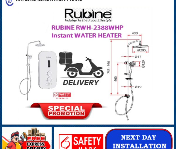 RUBINE RWH-2388WHP Instant WATER HEATER / FREE EXPRESS DELIVERY