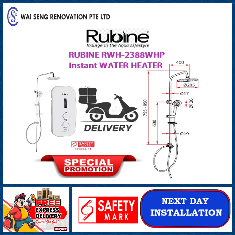 RUBINE RWH-2388WHP Instant WATER HEATER / FREE EXPRESS DELIVERY
