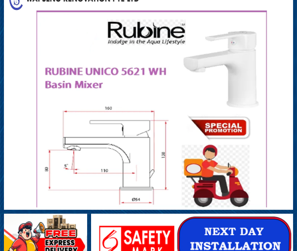 RUBINE UNICO 5621 WH Basin Mixer / FREE EXPRESS DELIVERY