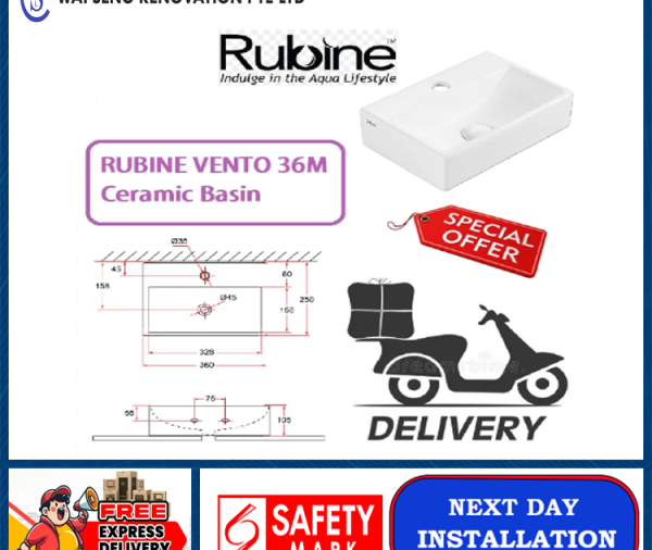 RUBINE VENTO 36M Ceramic Basin / FREE EXPRESS DELIVERY