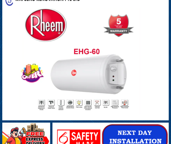 RHEEM EHG-60 Horizontal Storage Water Heater 60 Litres | Singapore warranty | Express Free Delivery | 5 years warranty