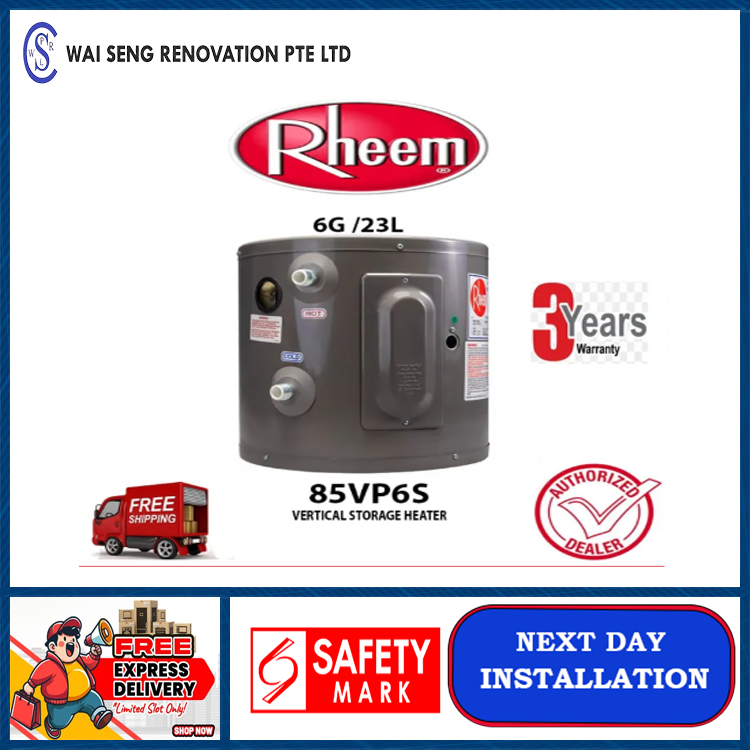 Rheem 85VP6S / 85VP6SN 23L Vertical Storage Heater | Singapore Warranty | Express Free Home Delivery