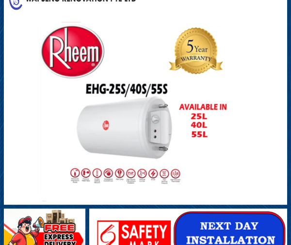 [SAME DAY INSTALLATION] Rheem EHG 25S /EHG 40S/EHG-55S Slim Classic Electric Storage Water Heater | 5 years warranty | Express Free Delivery |