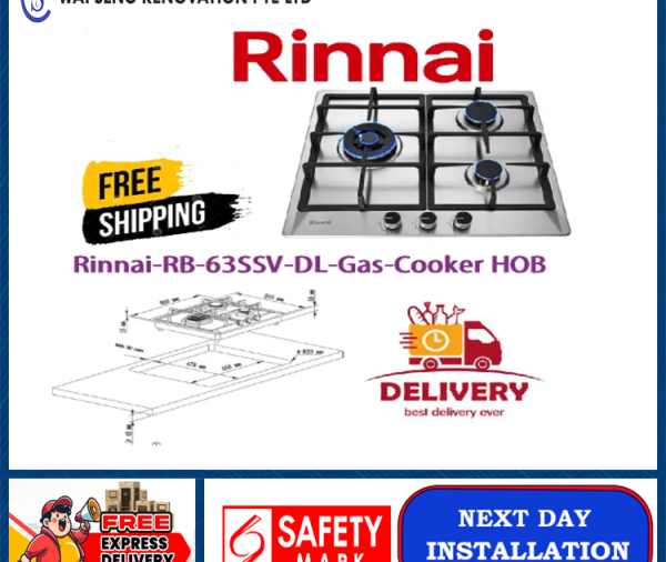 Rinnai RB-63SSV-DL 3 Burner Built-In Stainless Steel Top Plate Kitchen Hob / FREE EXPRESS DELIVERY