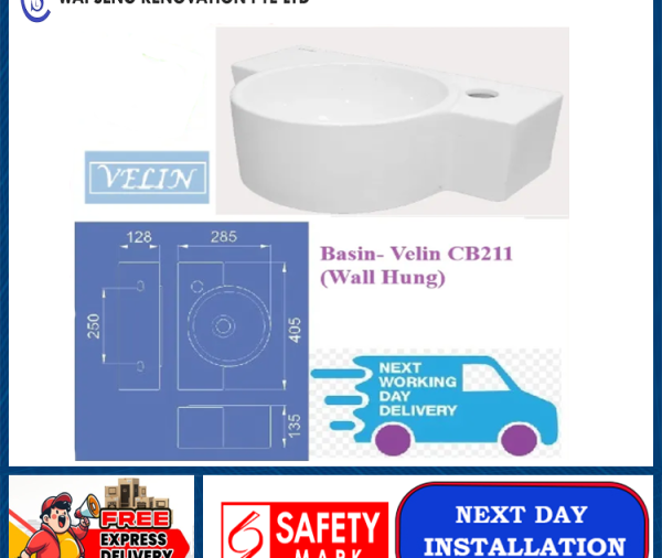 VELIN CB 211 WALL HUNG BASIN | Local Singapore Warranty | Express Free Home Delivery